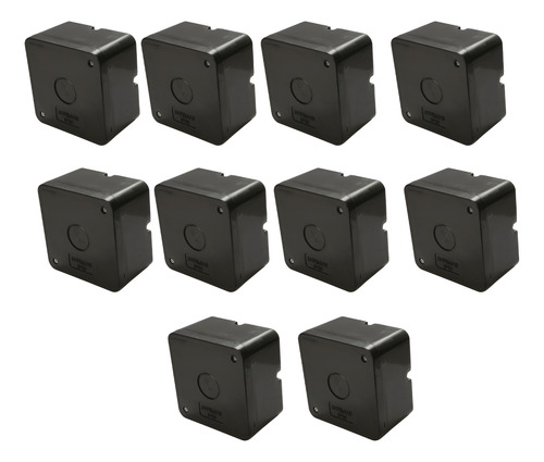 Kit 10 Caixa Proteção Sobrepor Organizadora CFTV Externa - Preto