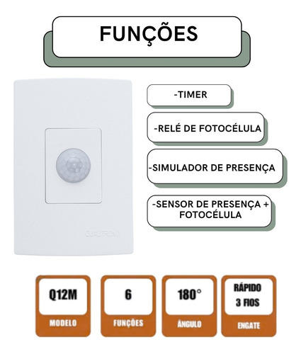 Kit 2 Sensor Presença Qualitronix QI2MB Microcontrolado Br Branco MLB4311570997 Qualitronix - imagem 5