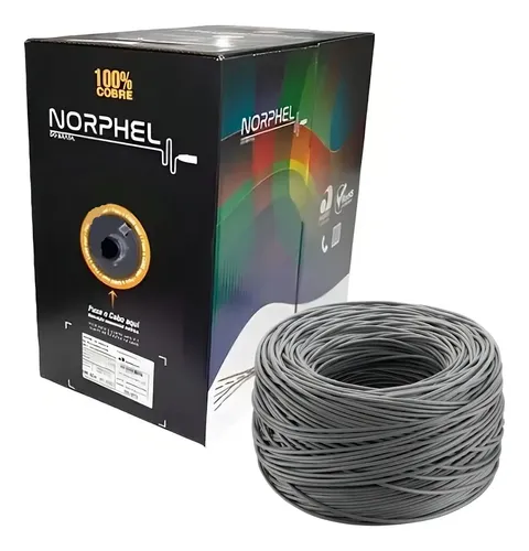 Cabo De Rede CAT6 U/Utp 4PX 23 Awg Cmx Capa Simples Cinza - Norphel