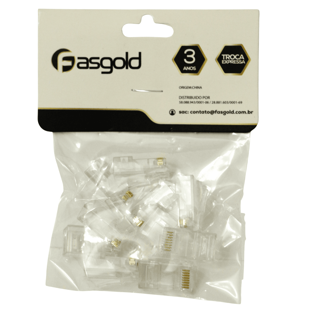 Plug RJ45 - Cartela 10PCS Fasgold