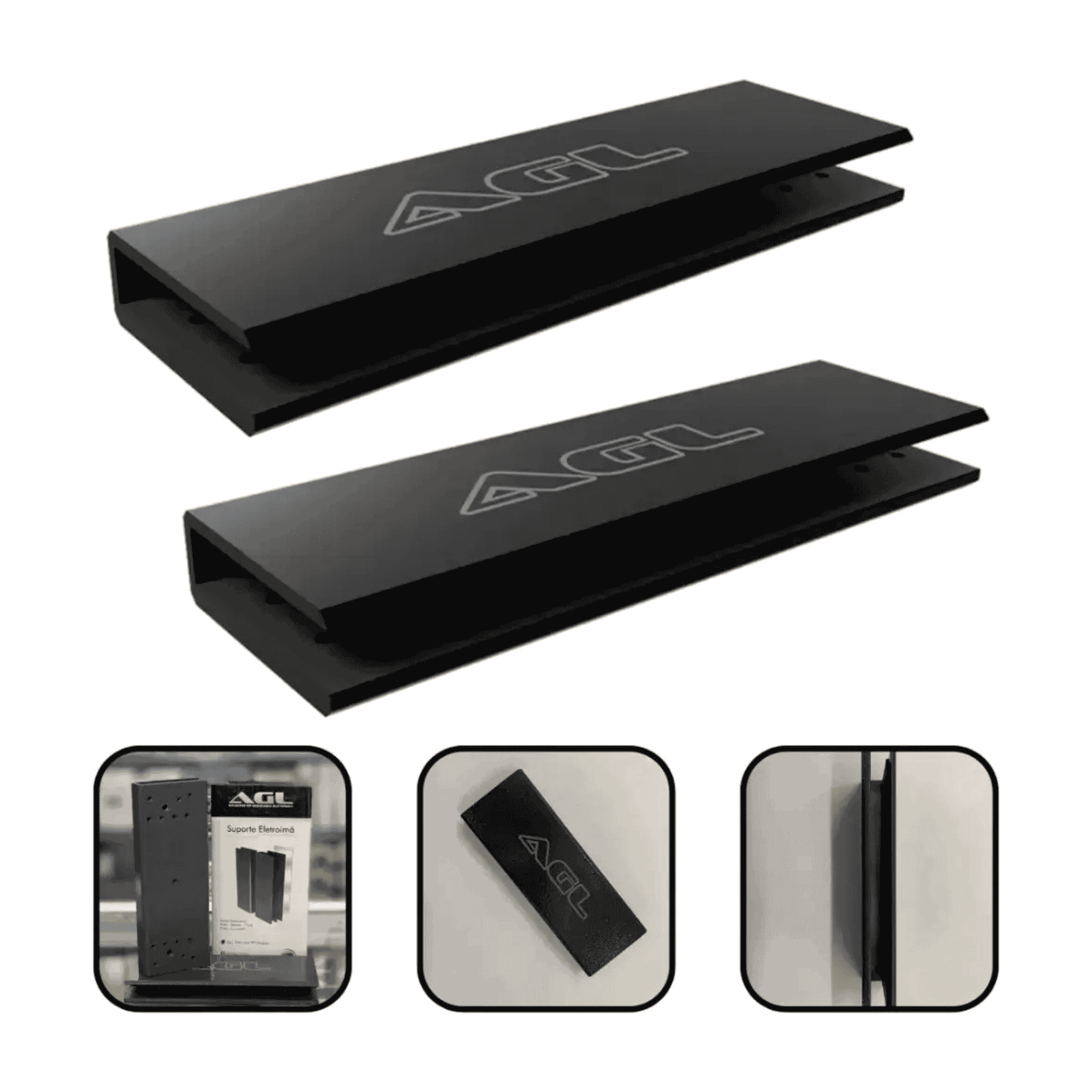 Suporte Fechadura Eletroímã Porta De Vidro Encaixe Preto - AGL 1301062 AGL