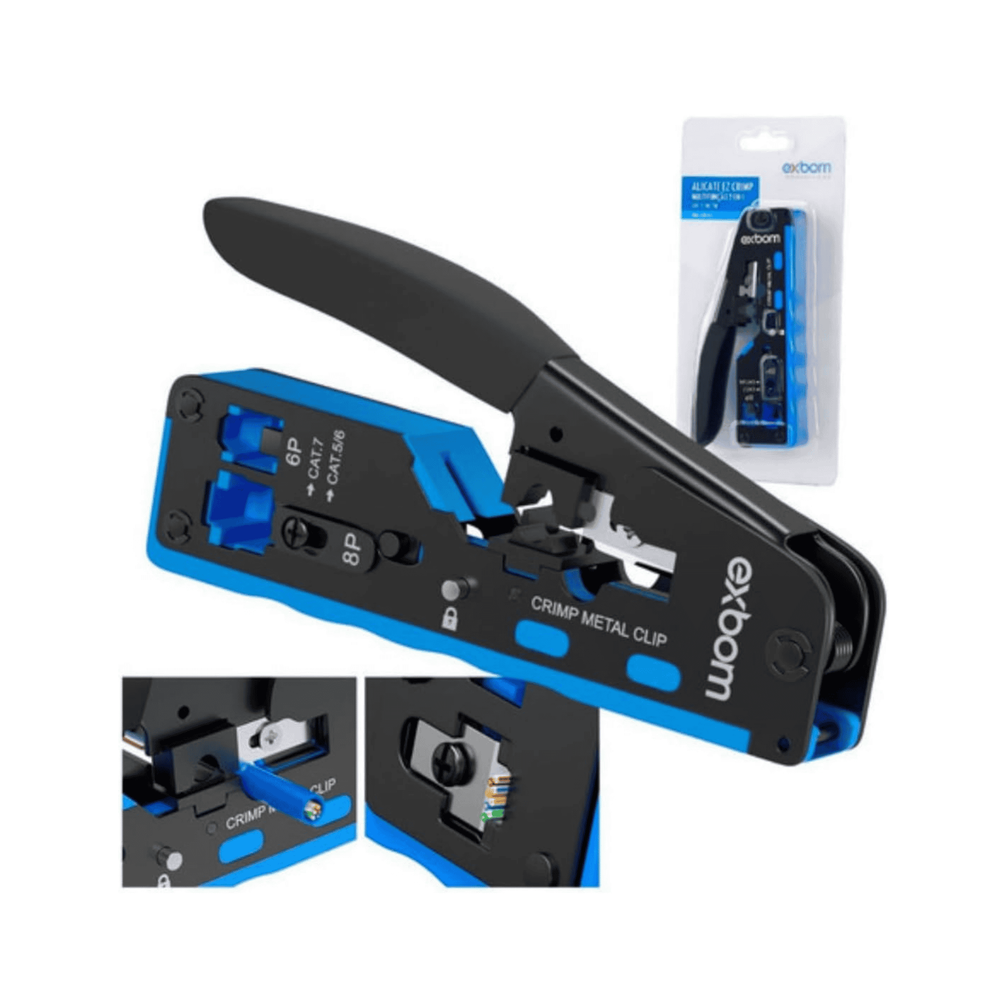 Alicate De Crimpar Profissional RJ45 Vazado RJ11 CAT5 CAT6 CAT7 XH02-M-WXQ-137 Forzon - imagem 2