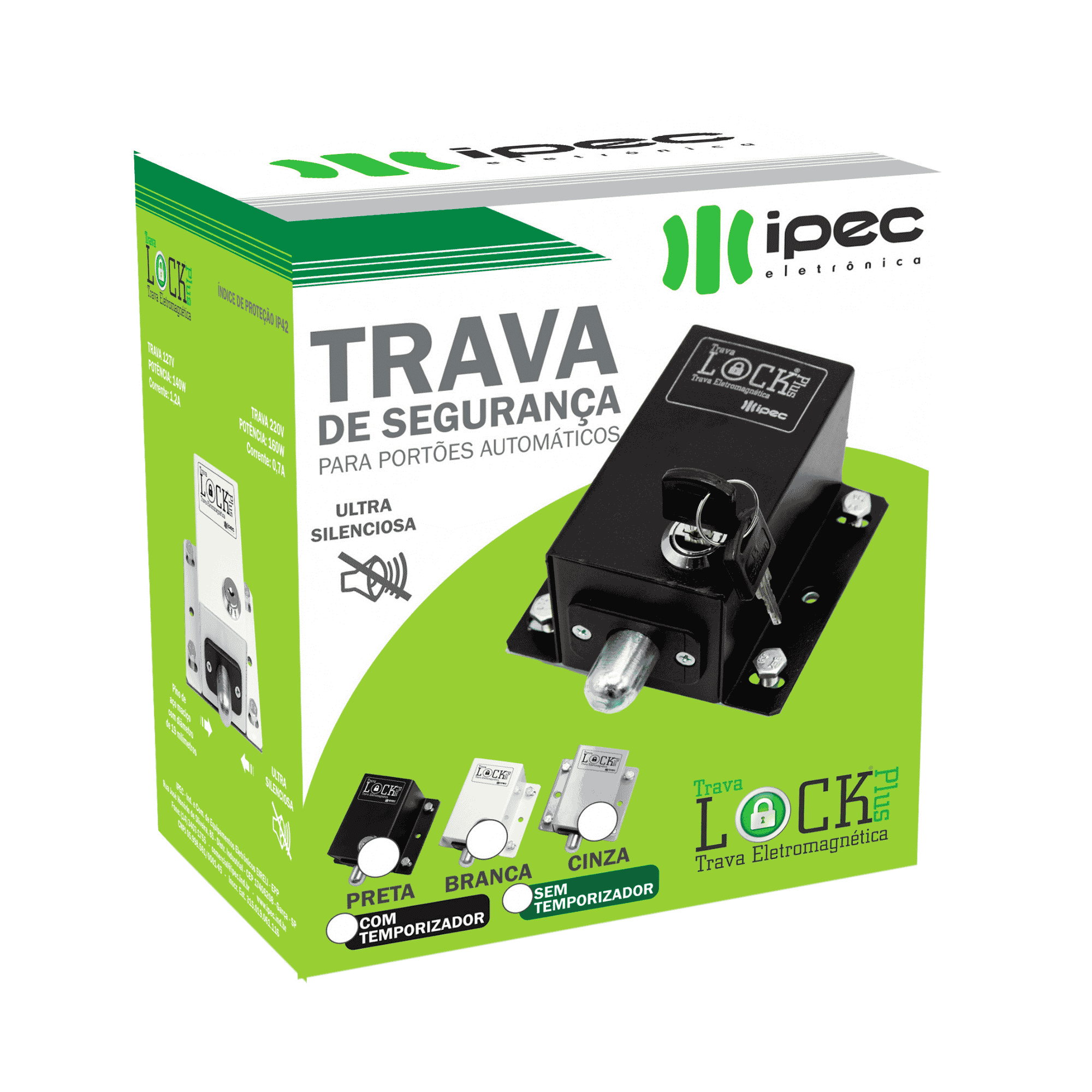 Trava Lock Plus 220V Preta Sem Temporizador - Ipec LOCK/220V/PR IPEC - imagem 4