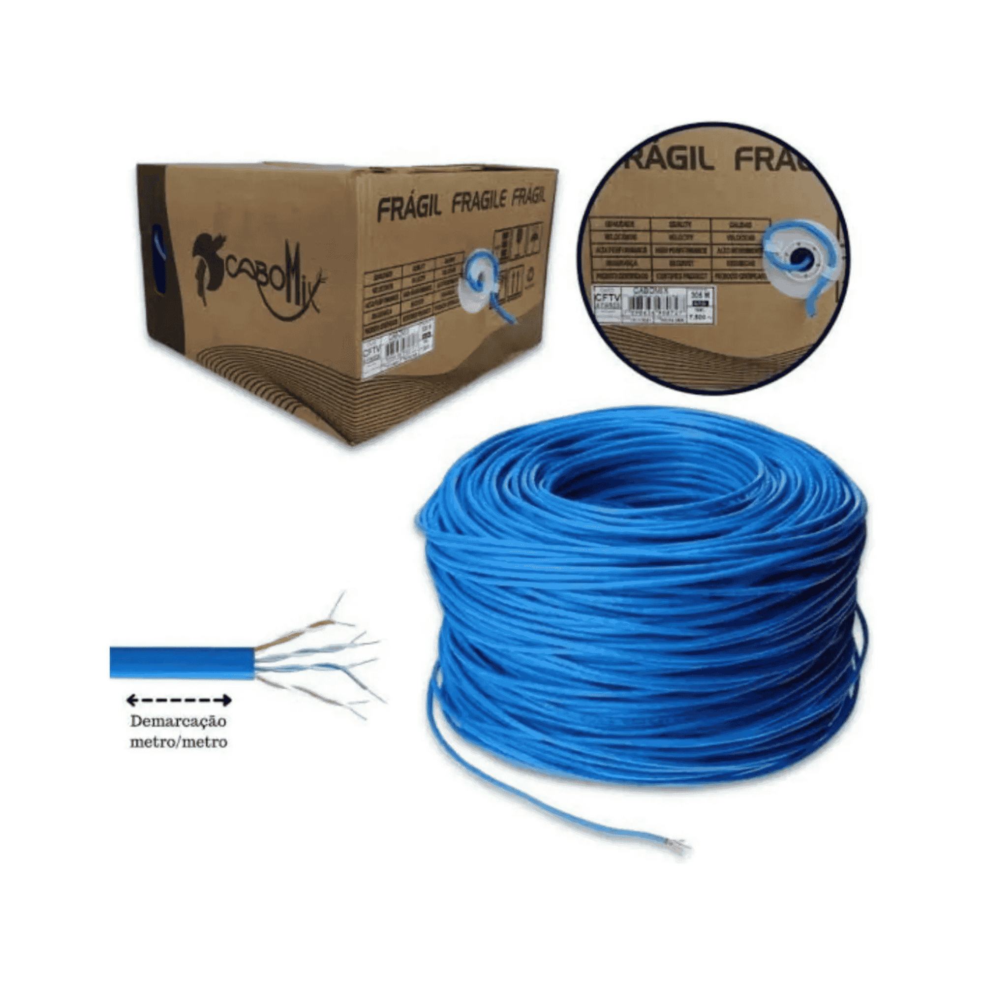 Cabo CFTV Alcu 4X24 Awg Azul 305m - Cabomix 1709 CaboMix