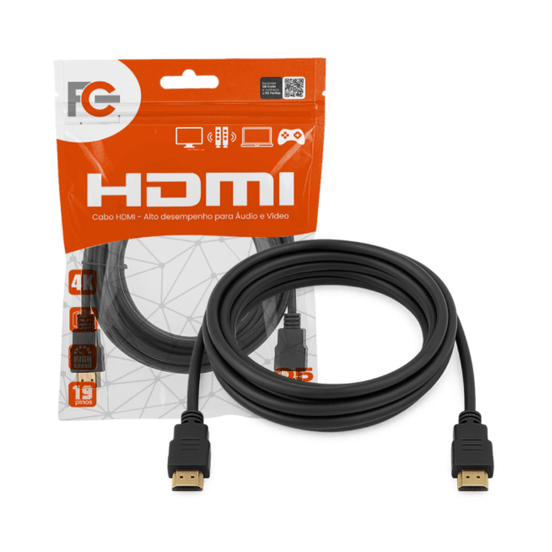 Cabo HDMI Ultra HD 4K 3D 19 Pinos 5m - Fc Fontes