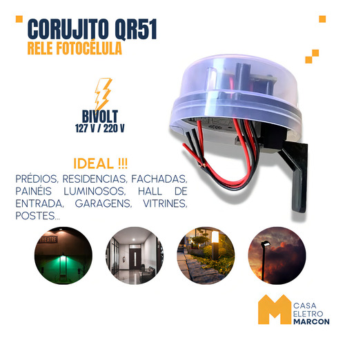 Kit 02 Rele Fotocelula Sensor Corujito QR51 C/Suporte MLB5942573450 Qualitronix - imagem 5