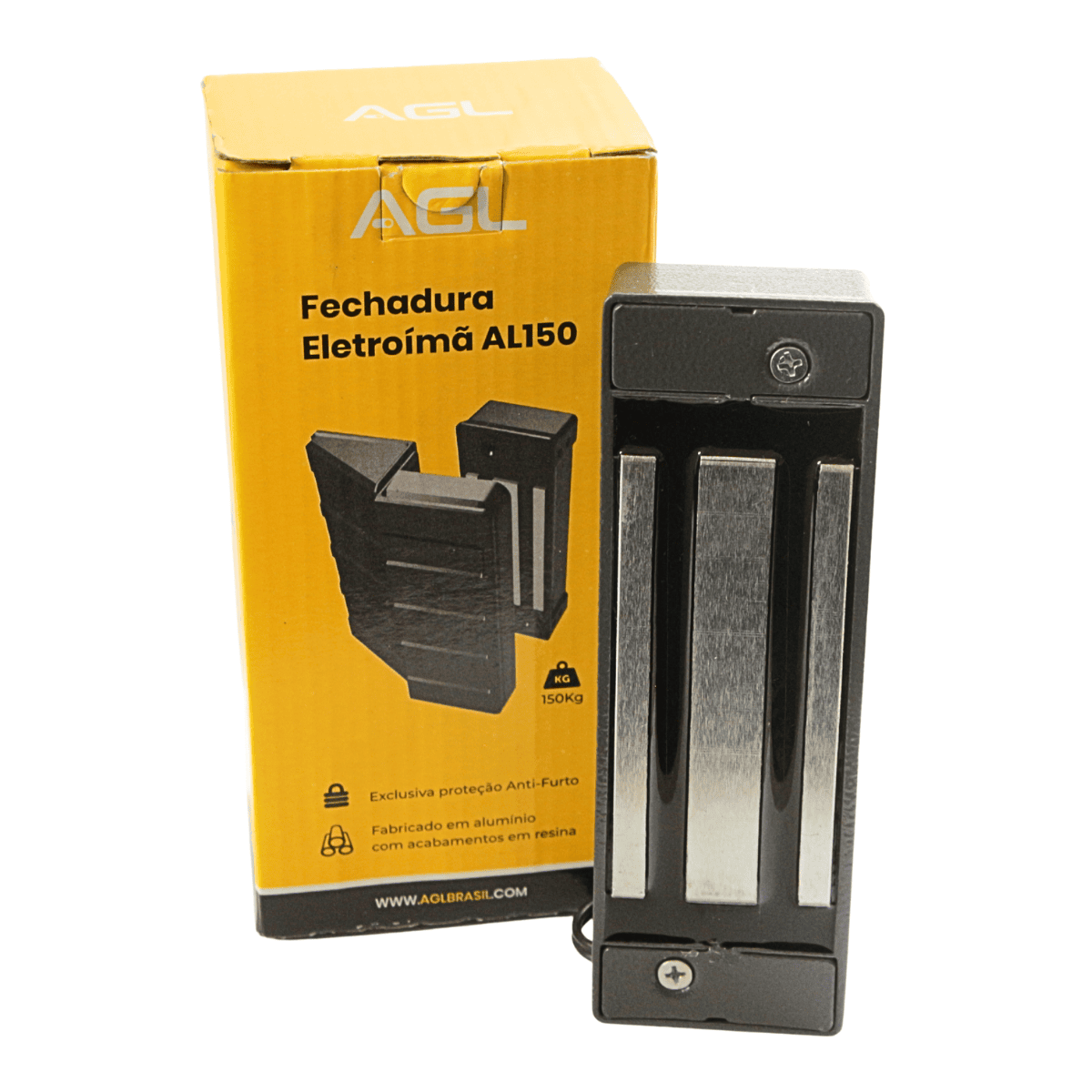 Fechadura Eletroímã Cinza 150 Kgf 12V Dc - AL150 - AGL