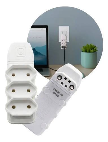 Multiplicador De Tomadas 3 Saídas 10A 2 Pinos Bivolt Branco - Qualitronix 0203000BR Qualitronix - imagem 6