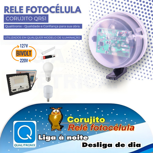Kit 02 Rele Fotocelula Sensor Corujito QR51 C/Suporte MLB5942573450 Qualitronix - imagem 8