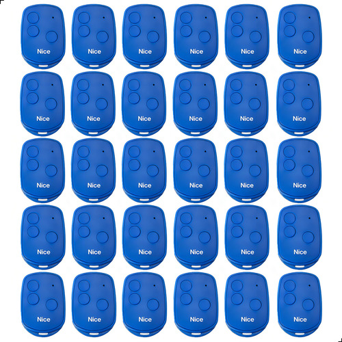 Kit 30 Controle Remoto Nice Linear Hcs 3 Teclas Azul 433,92MHz 100m