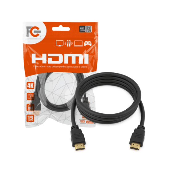 Cabo HDMI Ultra HD 4K 3D 19 Pinos 2m - Fc Fontes FCCB001N FC Fontes