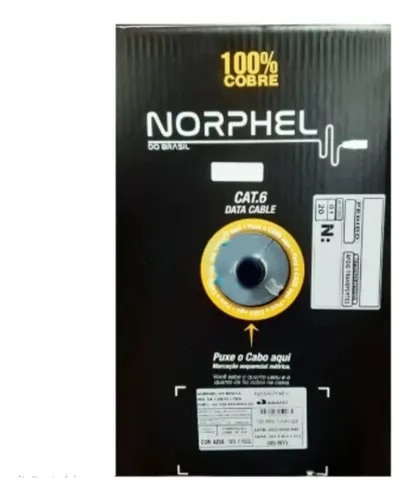 Cabo De Rede CAT6 U/Utp 4PX 23 Awg Cmx Capa Simples Cinza - Norphel TL6CSCZX305 NORPHEL - imagem 3
