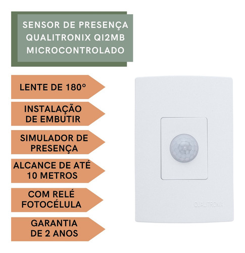 Kit 2 Sensor Presença Qualitronix QI2MB Microcontrolado Br Branco MLB4311570997 Qualitronix - imagem 3
