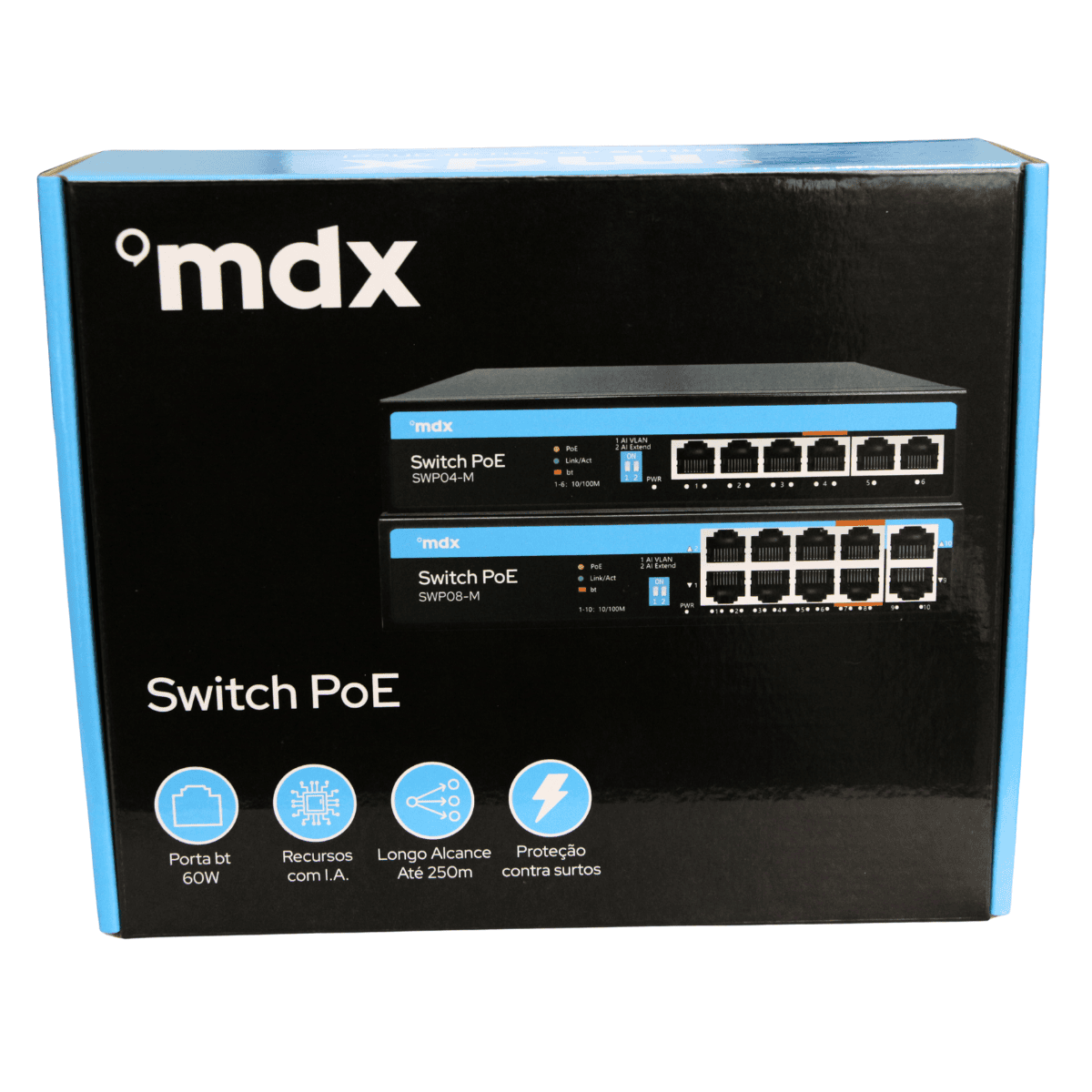 Switch PoE 4 Portas SWP04-M - Mdx Telecom 760001 MDX - imagem 4
