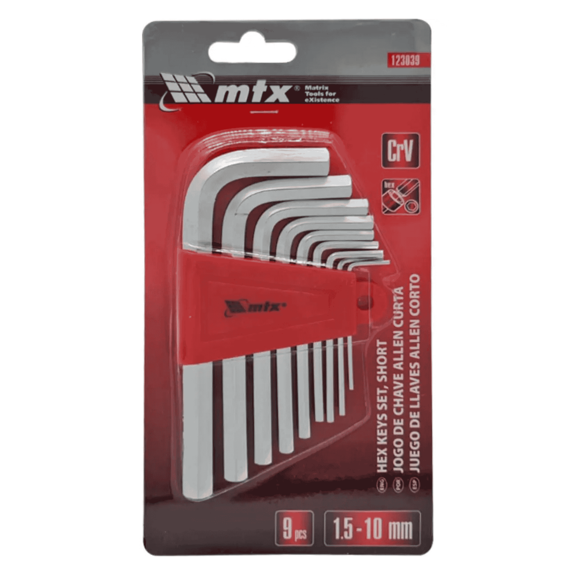 Jogo De Chave Allen Curta 1,5 A 10mm 9 Peças Aço Cr-V - Mtx 184217 MTX