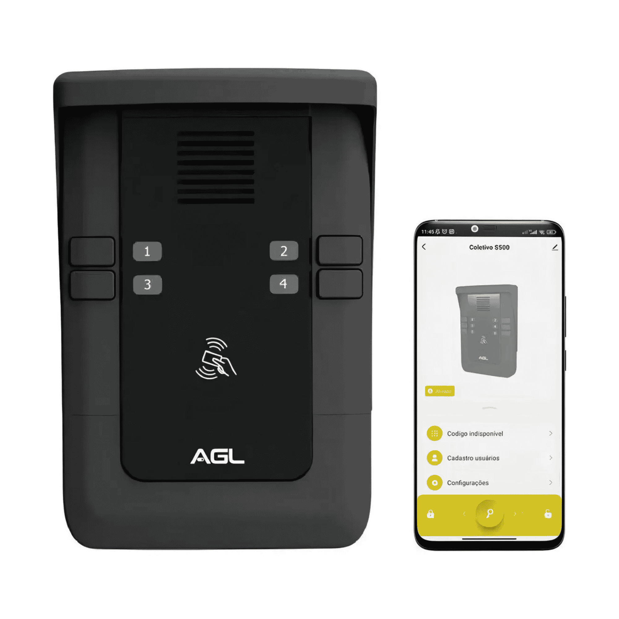 Porteiro Eletrônico Coletivo 4 Pontos Bluetooth RFID - S500 - AGL 1107110 AGL - imagem 2