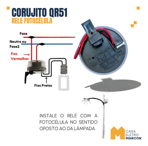 Kit 02 Rele Fotocelula Sensor Corujito QR51 C/Suporte MLB5942573450 Qualitronix - imagem 3