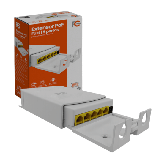 Extensor PoE 5 Portas 10/100 Mbps IP65 90W - Fc Fontes FCPOEX100 FC Fontes