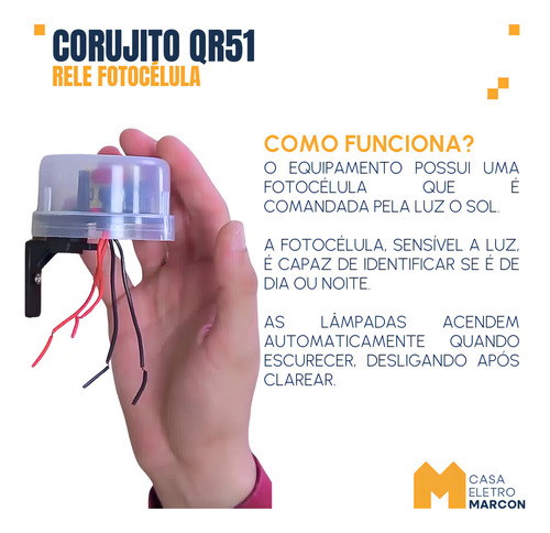 Kit 02 Rele Fotocelula Sensor Corujito QR51 C/Suporte MLB5942573450 Qualitronix - imagem 6