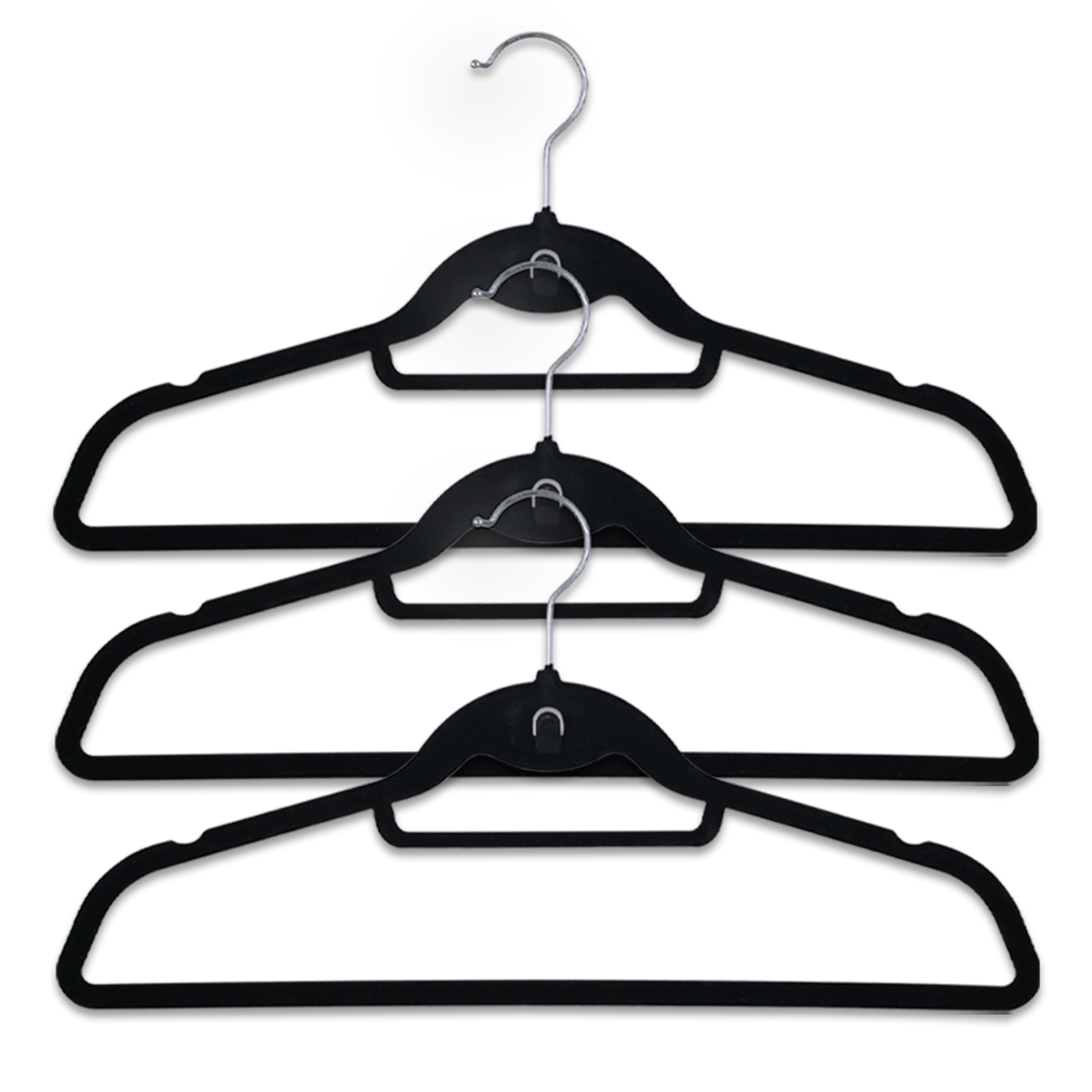 Kit 3 Cabides Reforçados de Veludo Preto - Rayco