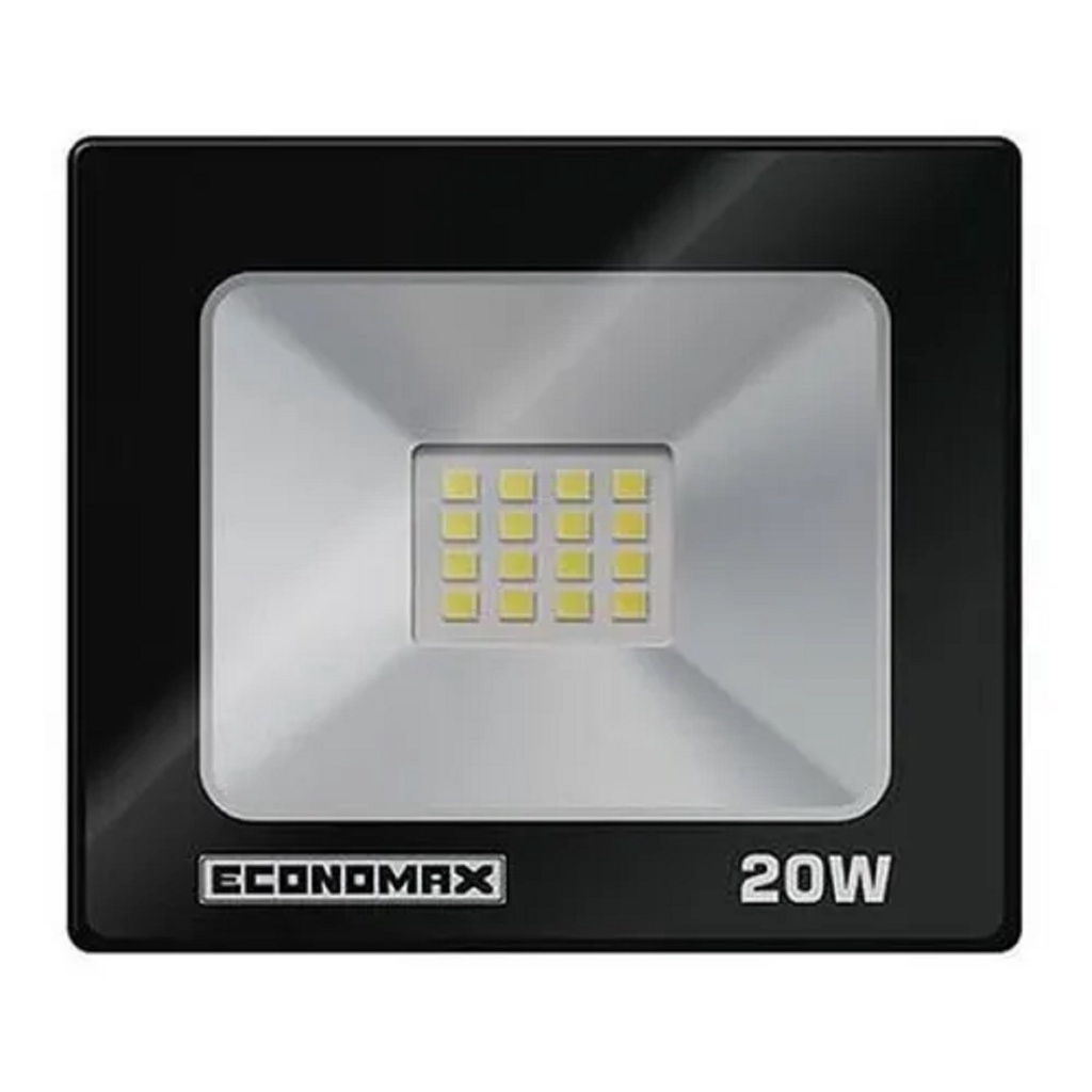 Projetor de Led Bivolt 20W Preto 6500K Branco Frio Economax
