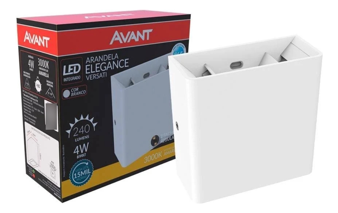 Arandela LED Elegance Versati 4W 3000k Amarela IP65 Avant - Branca