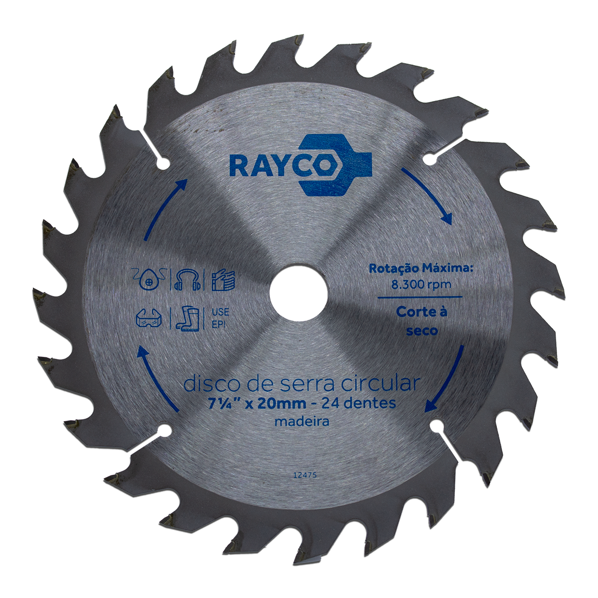 Disco de Serra de Videa 7.1/4" x 20mm 24 Dentes - Rayco