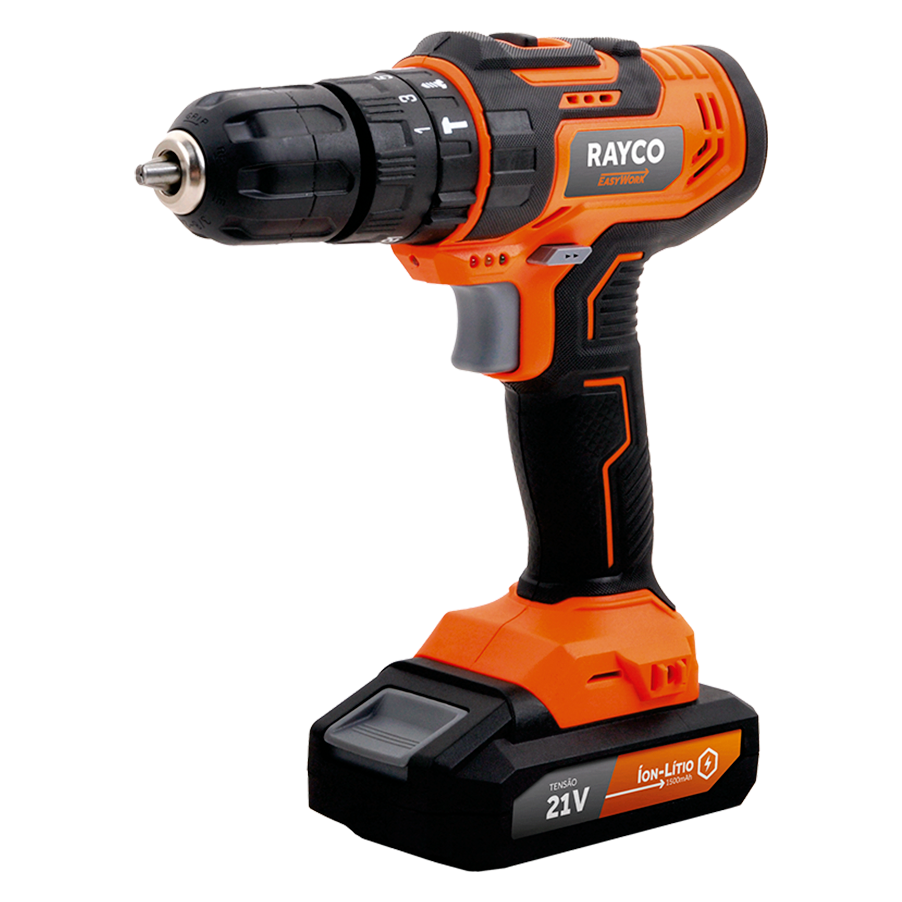 Parafusadeira Furadeira s/ fio 21v + Maleta 110 Peças Bivolt - Rayco