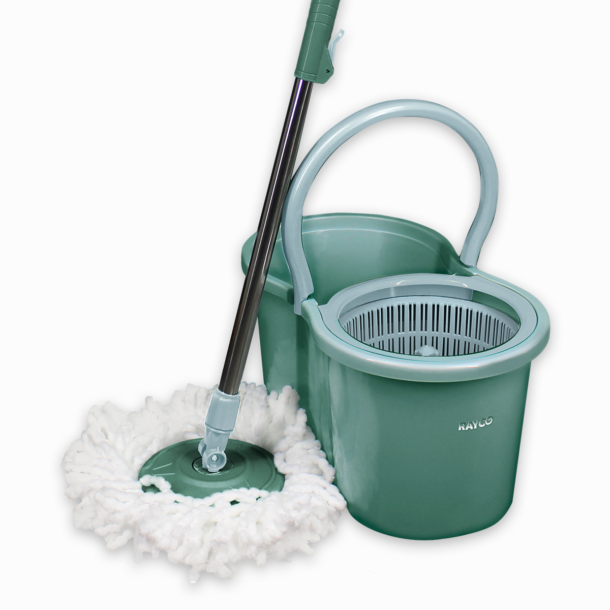 Mop Esfregão Giratório Fit Com Cesto Plástico 8L + Refil - Rayco