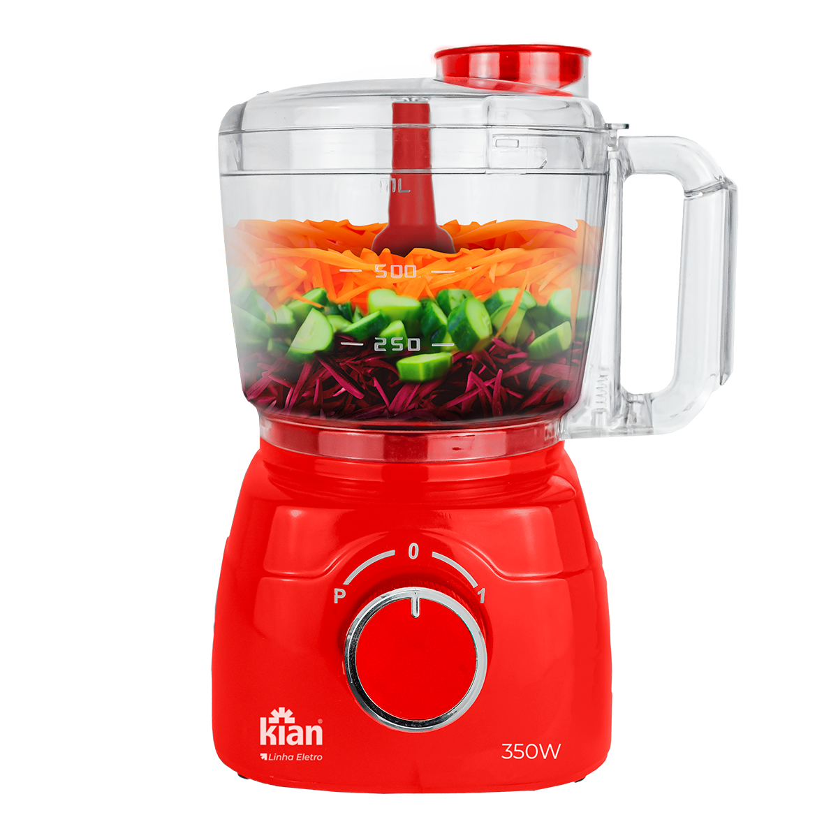 Processador Turbo Lâminas em Inox - 350W - Kian - 220V - Vermelho