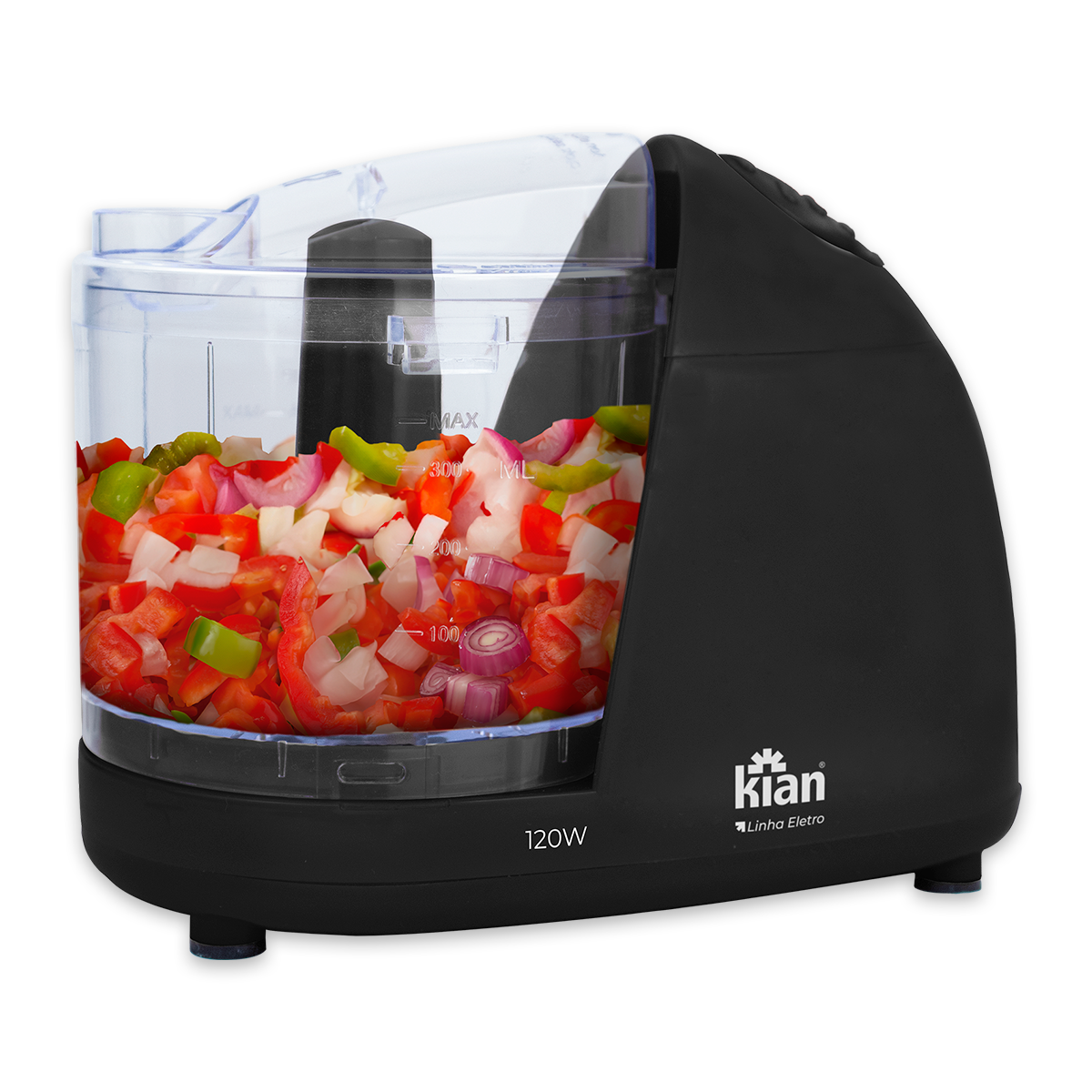 Mini Processador 350ml Lâminas em Inox 120W - Kian - 220v - Preto