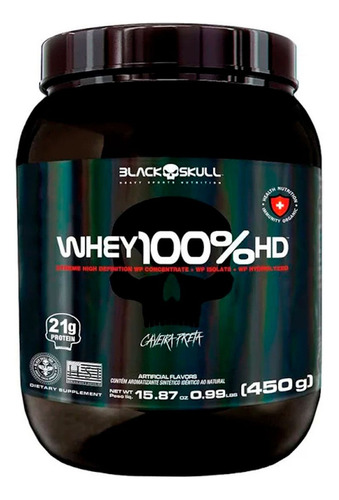 Whey 100% Hd Pote 450g Black Skull - Morango