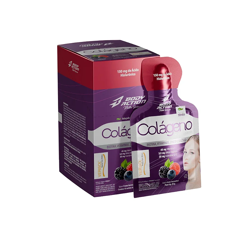 Colágeno Em Gel Hidrolisado Verisol 10 Sachês - BodyAction - Frutas Vermelhas