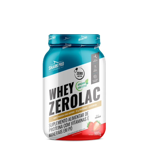 Whey ZeroLac 900g Pote Shark Pro - Morango