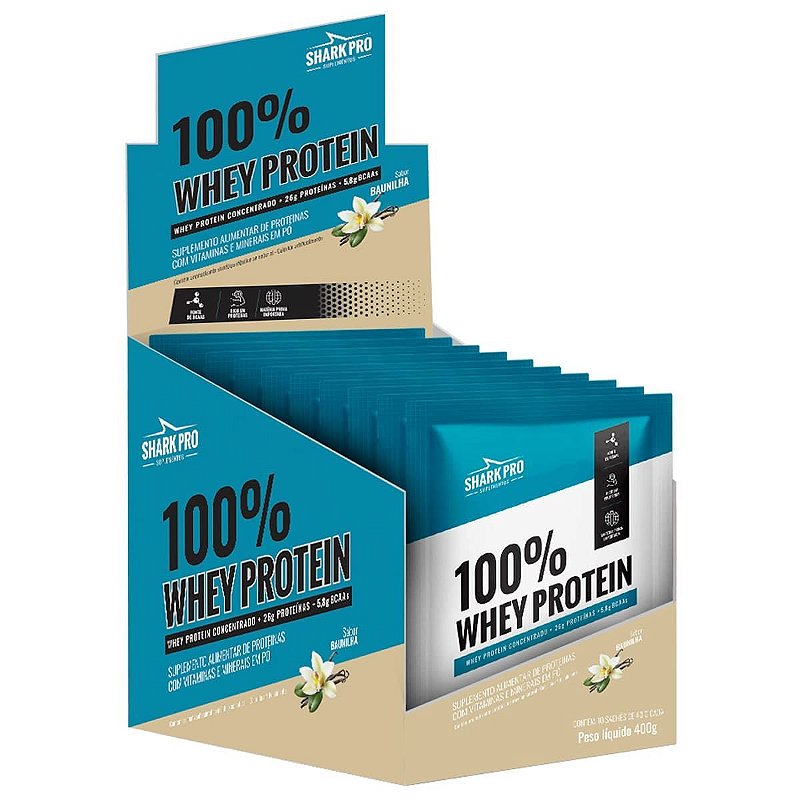 Foto de 100% Whey Sache 40g Display Com 10un Shark Pro - Baunilha
