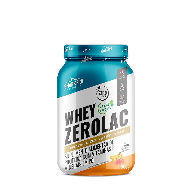 Foto de Whey ZeroLac 900g Pote Shark Pro - Banoffe