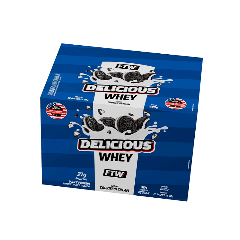 Delicious Whey 30g Display Com 20 Saches Ftw - COOKIES E CREAM