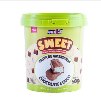 PASTA DE AMENDOIM SWEET CHOCOLATE E COCO 500 GR POWER1ONE