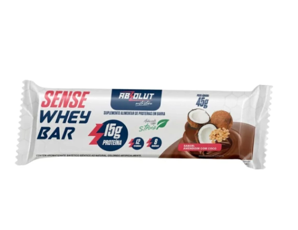 Sense Whey Bar 45g Display com 12un Absolut Nutrition - Amendoim Com Coco