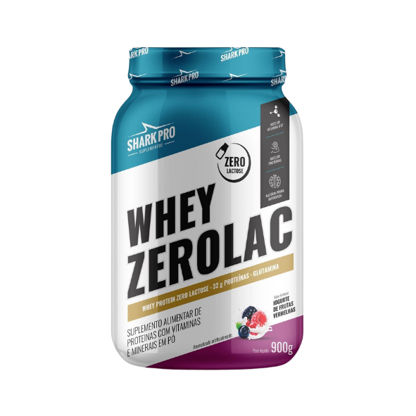 Foto de Whey ZeroLac 900g Pote Shark Pro - Iorgurte De Frutas Vermelhas