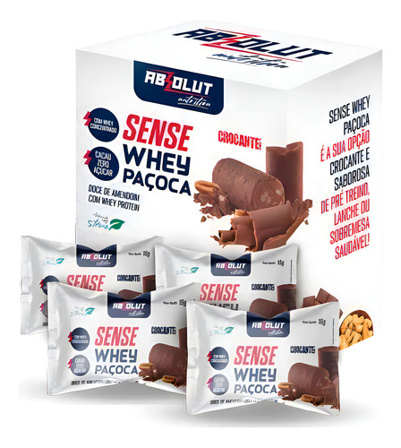 Sense Whey Paçoca 16g Display com 24un Absolut Nutrition