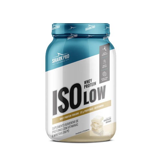 Isolow Whey Protein Isolado Pote 900g Shark Pro - Chocolate Branco