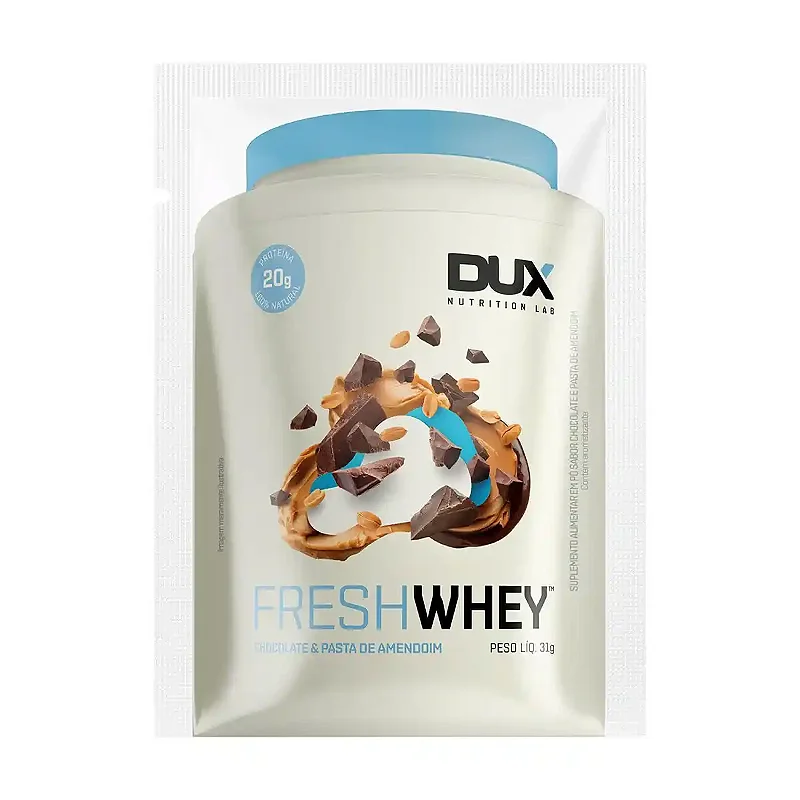 Fresh Whey Sache 31g Display Com 10un Dux Nutrition - Chocolate e Pasta De Amendoim