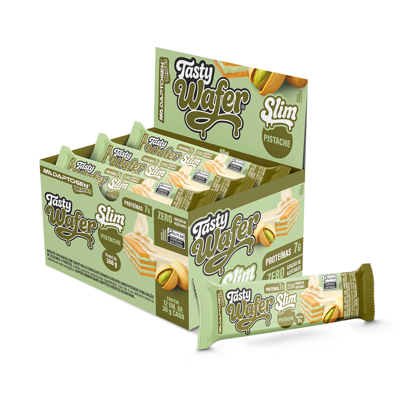 Tasty Wafer Slim 30g Display Com 12un Adaptogen - Pistache