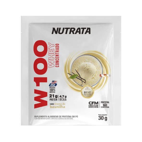 Foto de W100 Whey Concentrado Sache 30g Baunilha Nutrata