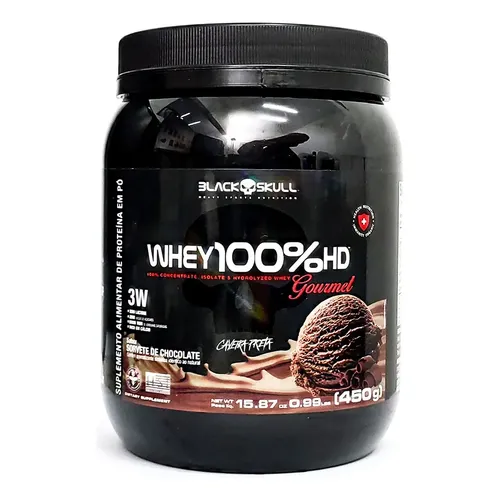 Whey 100% Hd Gourmet Pote 450g Black Skull - Sorvete De Chocolate