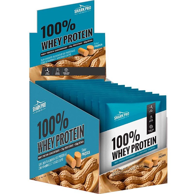 Foto de 100% Whey Sache 40g Display Com 10un Shark Pro - Paçoca
