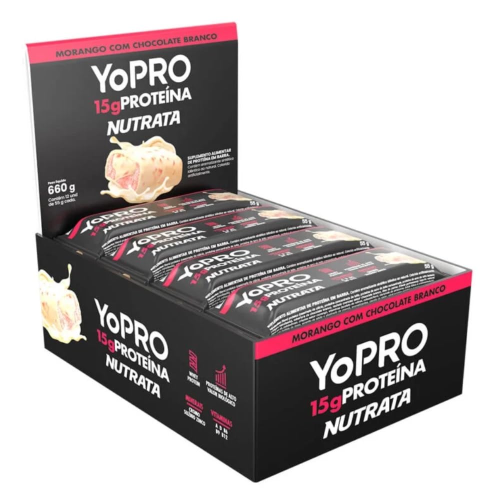 Foto de Barra De Proteina Yopro 55g Display Com 12un Nutrata