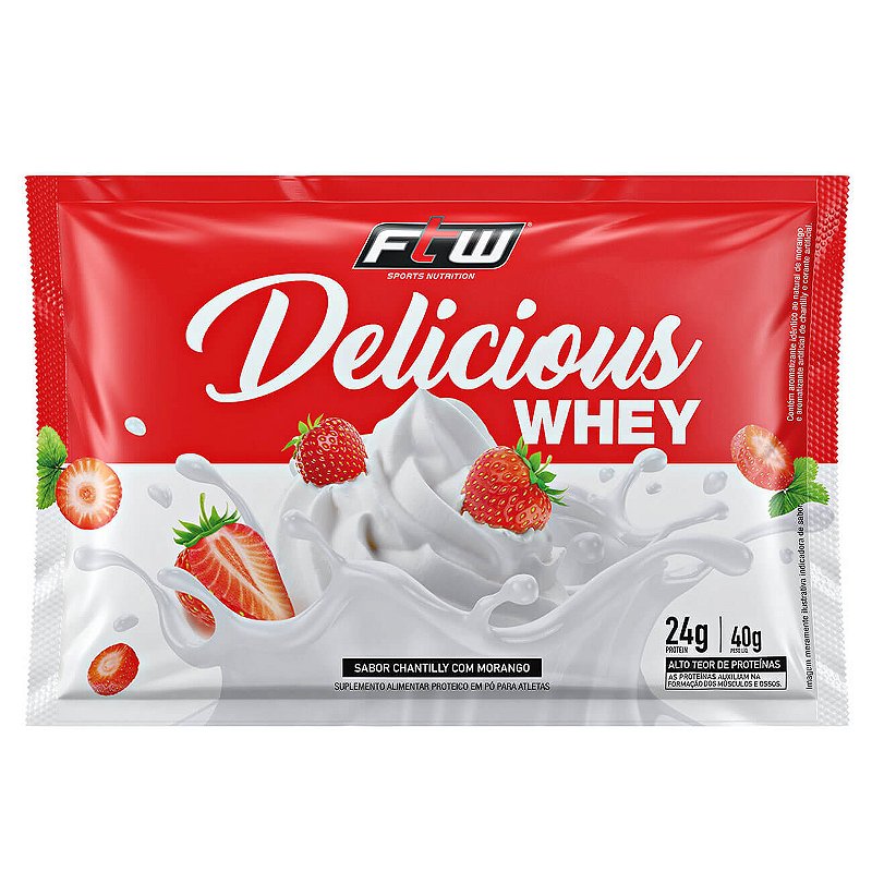 Foto de Delicious Whey Sache 30g Morango Milkshake Ftw
