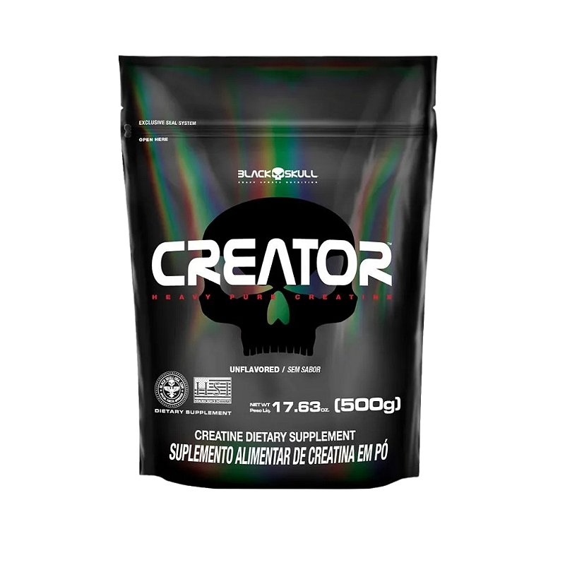 Refil Creatine 500g Caveira Preta Black Skull